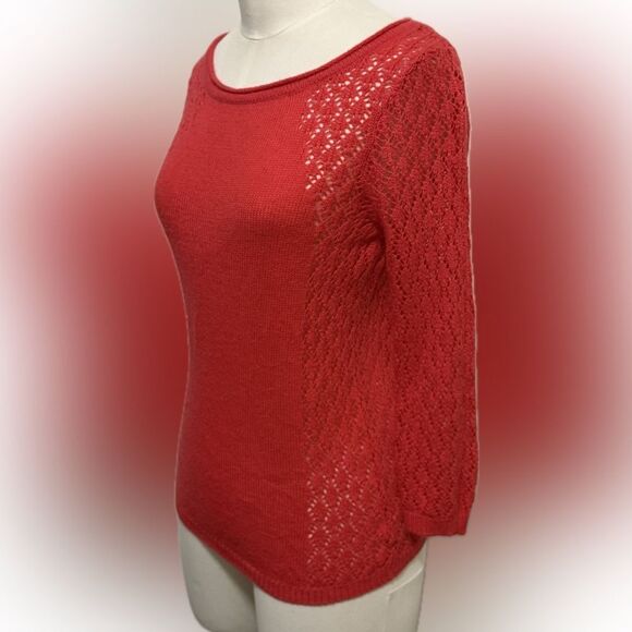 Forever 21 Women's Red Lace Sweater, Size Medium - Picture 2 of 7